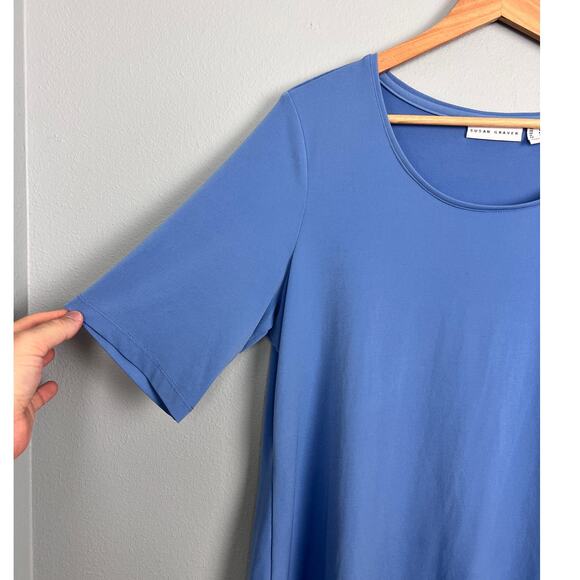 Susan Graver Women's M Tunic Top Stretch Knit Hi-Low Hem‎ Basic Casual Travel - Picture 4 of 10